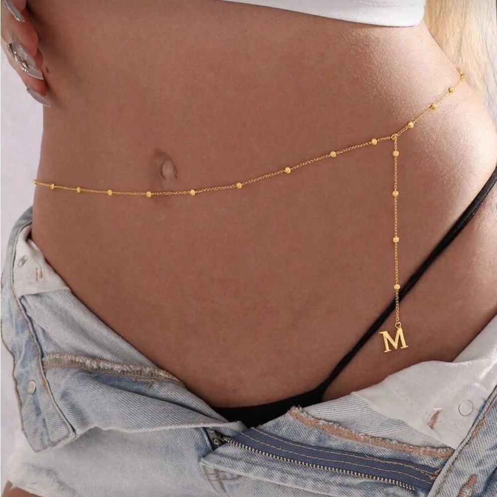 Gold Waist Chain with Initial Charm R262 - Picture 2 of 2